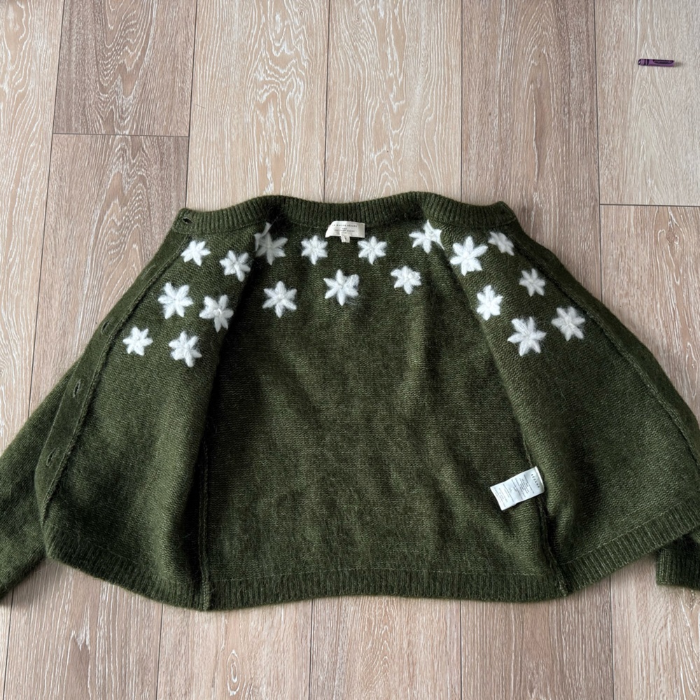 Sezane Andrew Cardigan Perfect Green/ Ecru - Size S - Picture 5 of 12